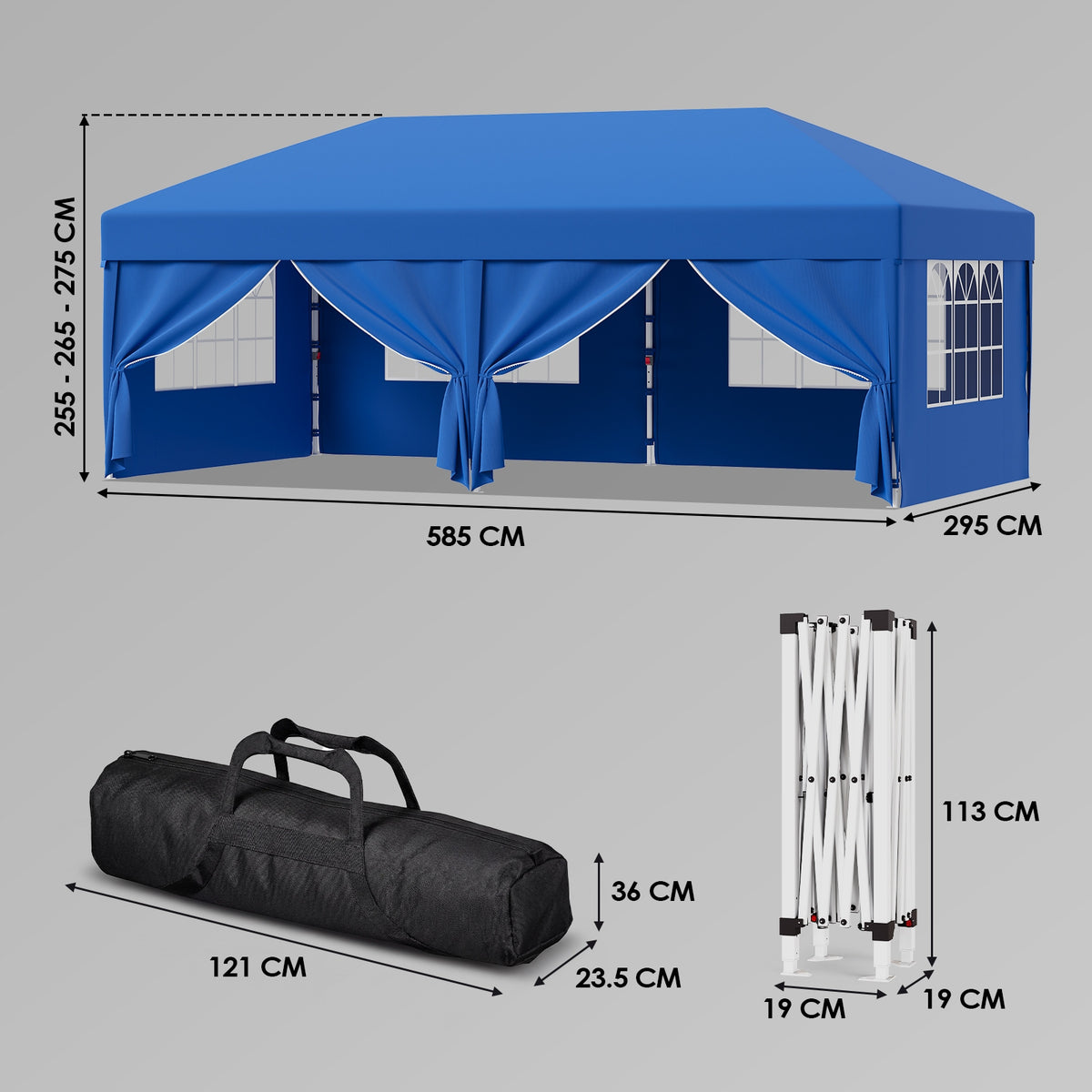 Devoko Namiot 3x6m kempingowy imprezowy ogrodowy i wystawienniczy niebieski Packaging status original