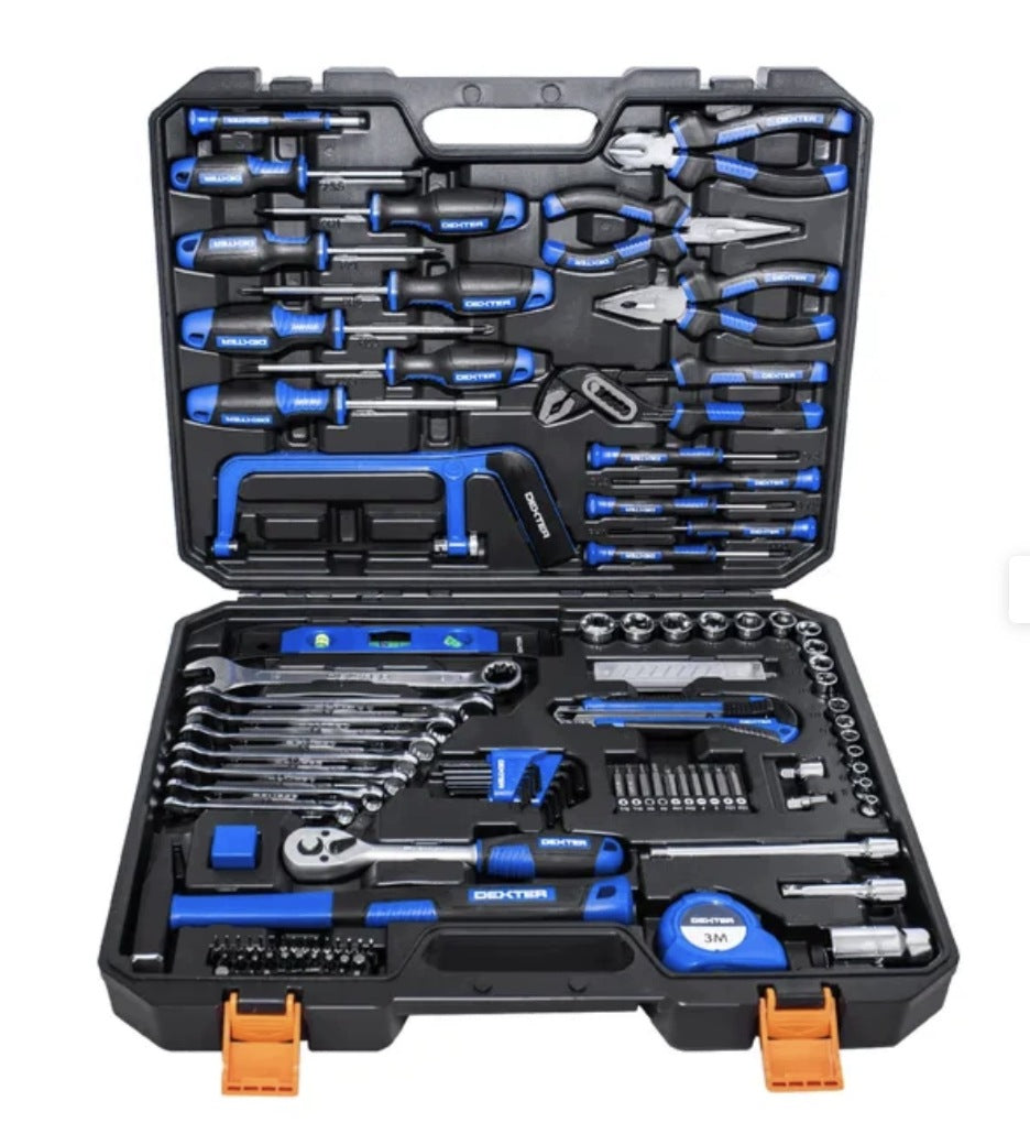 Dexter Hand Tool Set 118 Elements in Suitcase Keys Bits Caps
