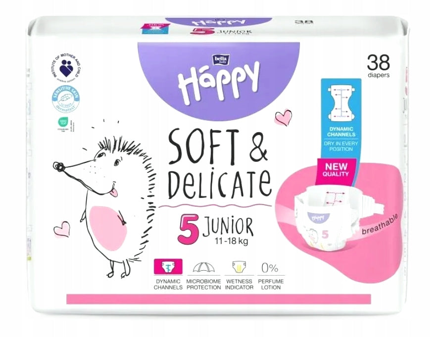 Diapers BELLA HAPPY Soft & Delicate JUNIOR 5, 11-18 KG, 38 pcs Manufacturer code BB-054-JU38-W01