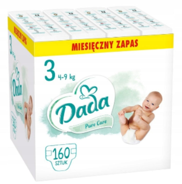 Diapers Dada 3 White Diapers Pure Care Pampersy Stock 4-9 kg 160 pcs