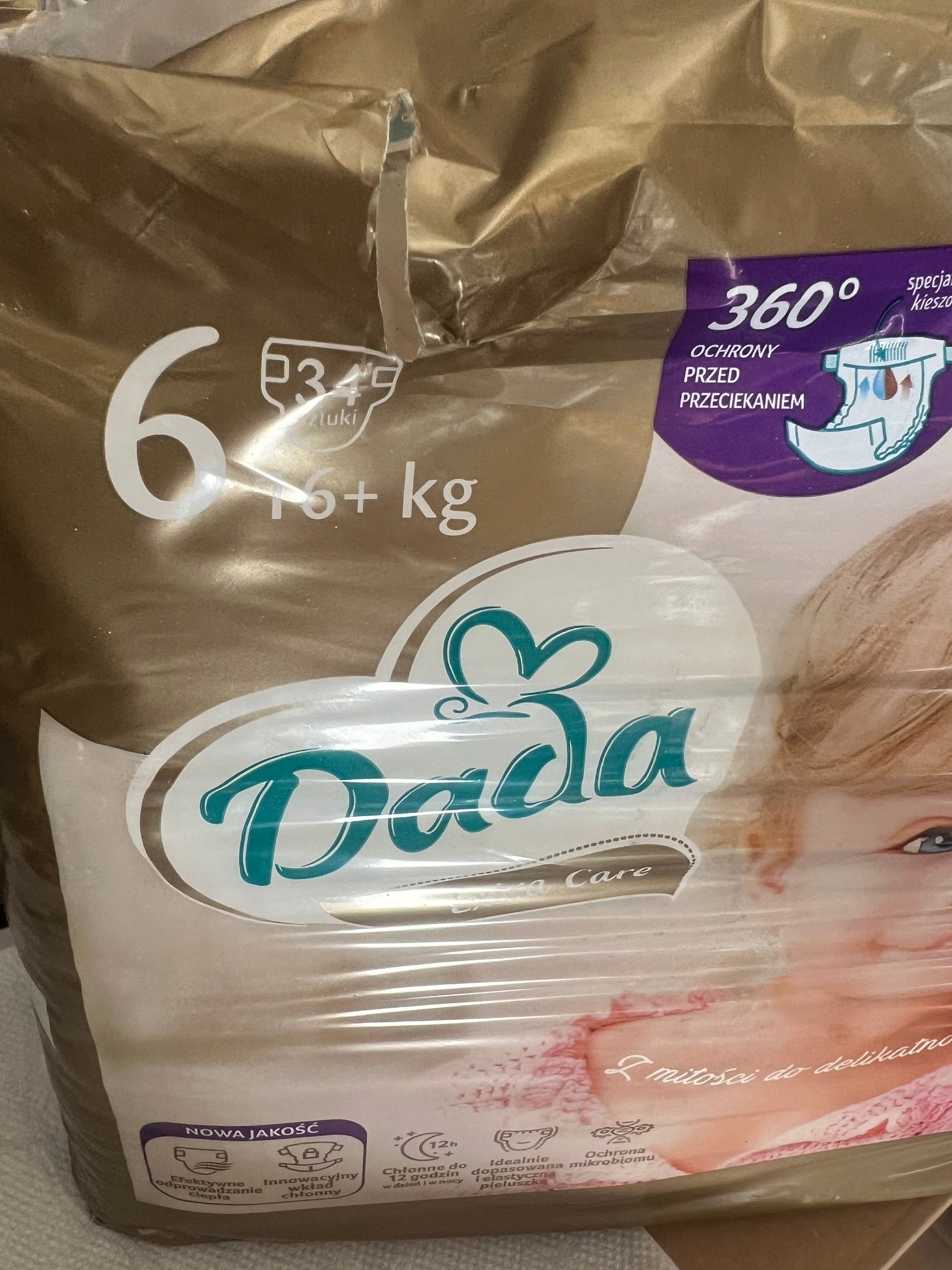 Diapers Dada Extra Care Roz. 6 16-30 kg 34 pieces OUTLET Brand Dada