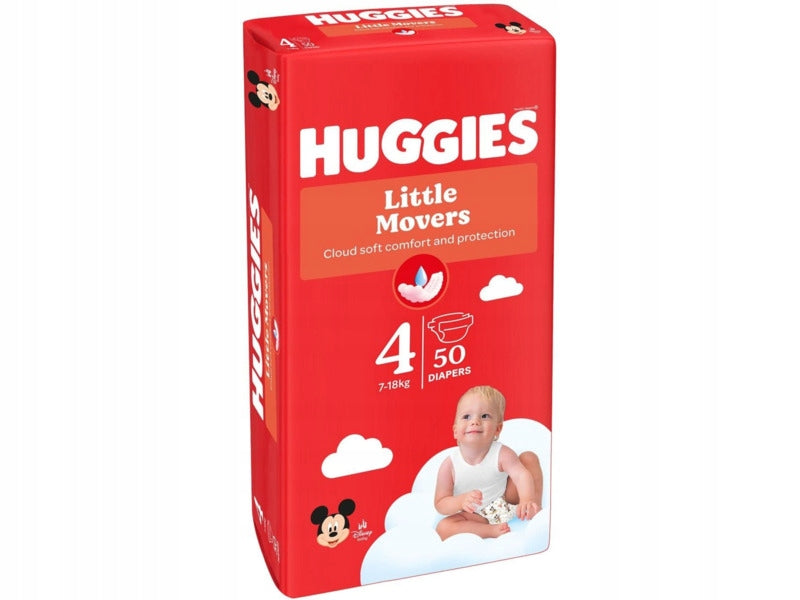 Diapers HUGGIES Little Movers Jumbo Pack 4 7-18kg (50 Pack) Diapers type disposable
