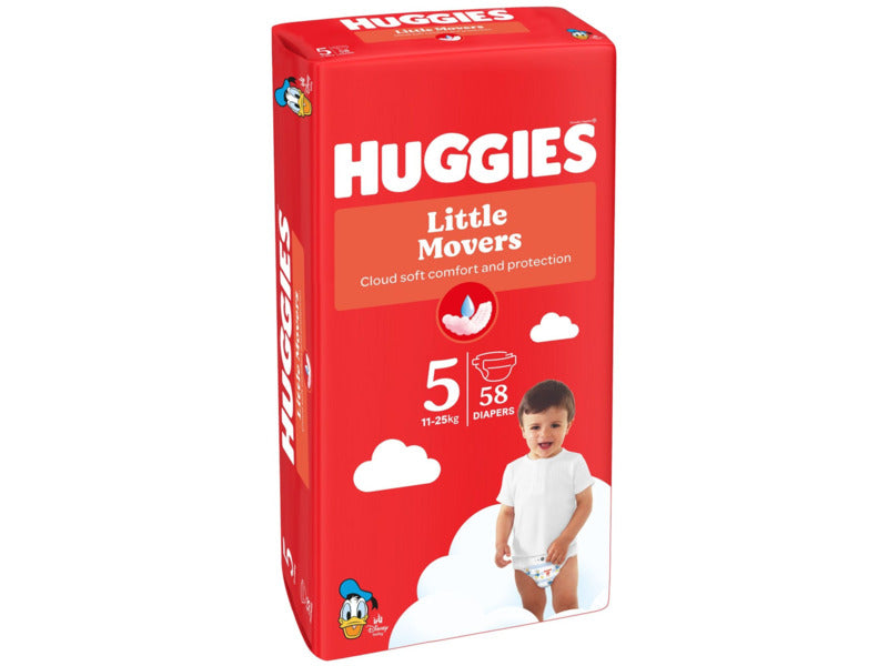 Diapers HUGGIES Little Movers Mega Pack 5 11-25kg (58 pcs)