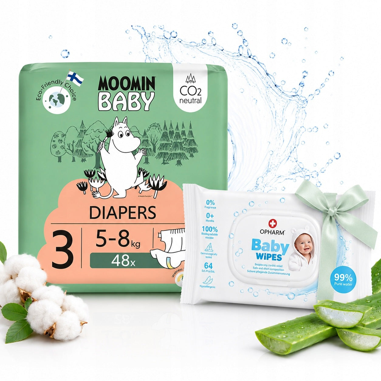Diapers Moomin Baby 3 Midi 5 – 8kg 48 pcs Eko Muumi Absorbent+FREEBIE