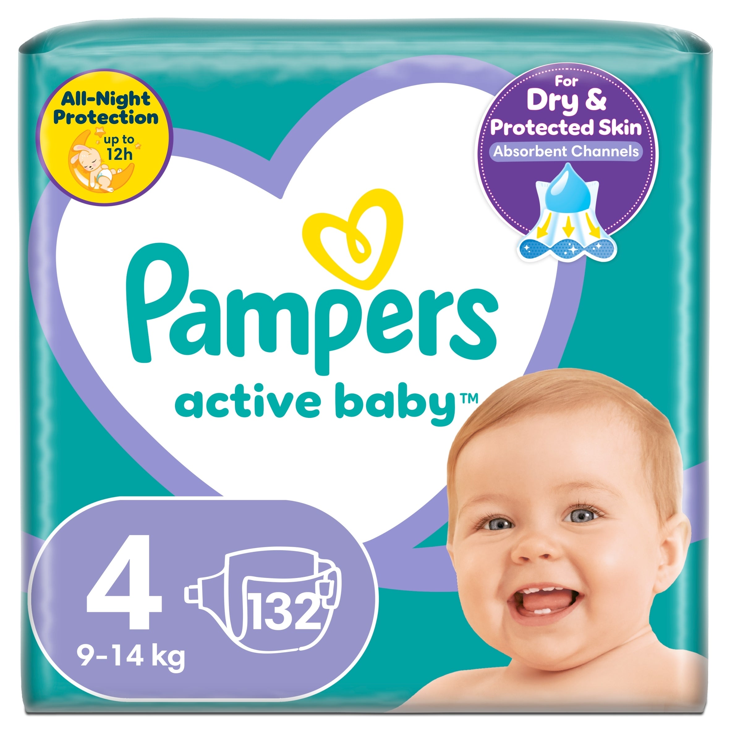 Diapers Pampers Active Baby diapers size 4, 9-14 kg, 132 pcs Brand Pampers