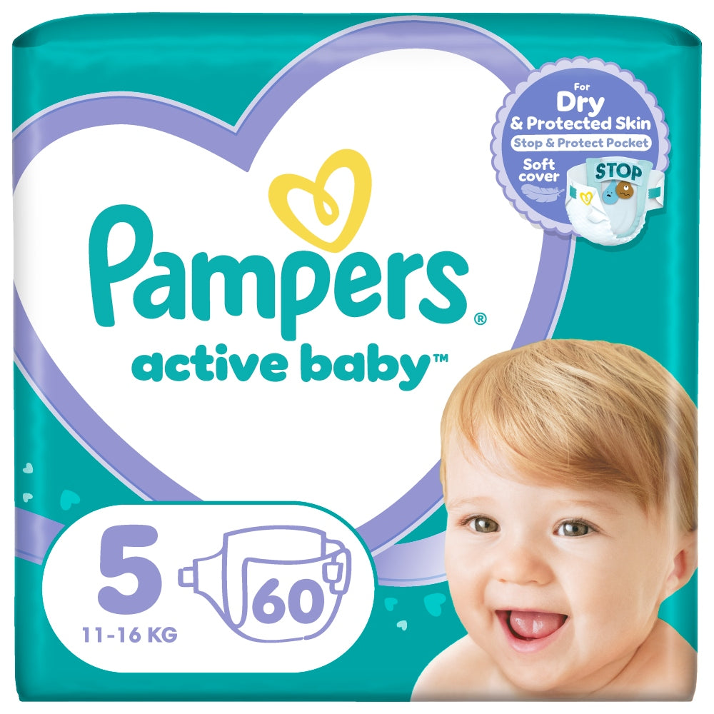Diapers Pampers Active Baby diapers size 5, 60 pcs, 11kg-16kg