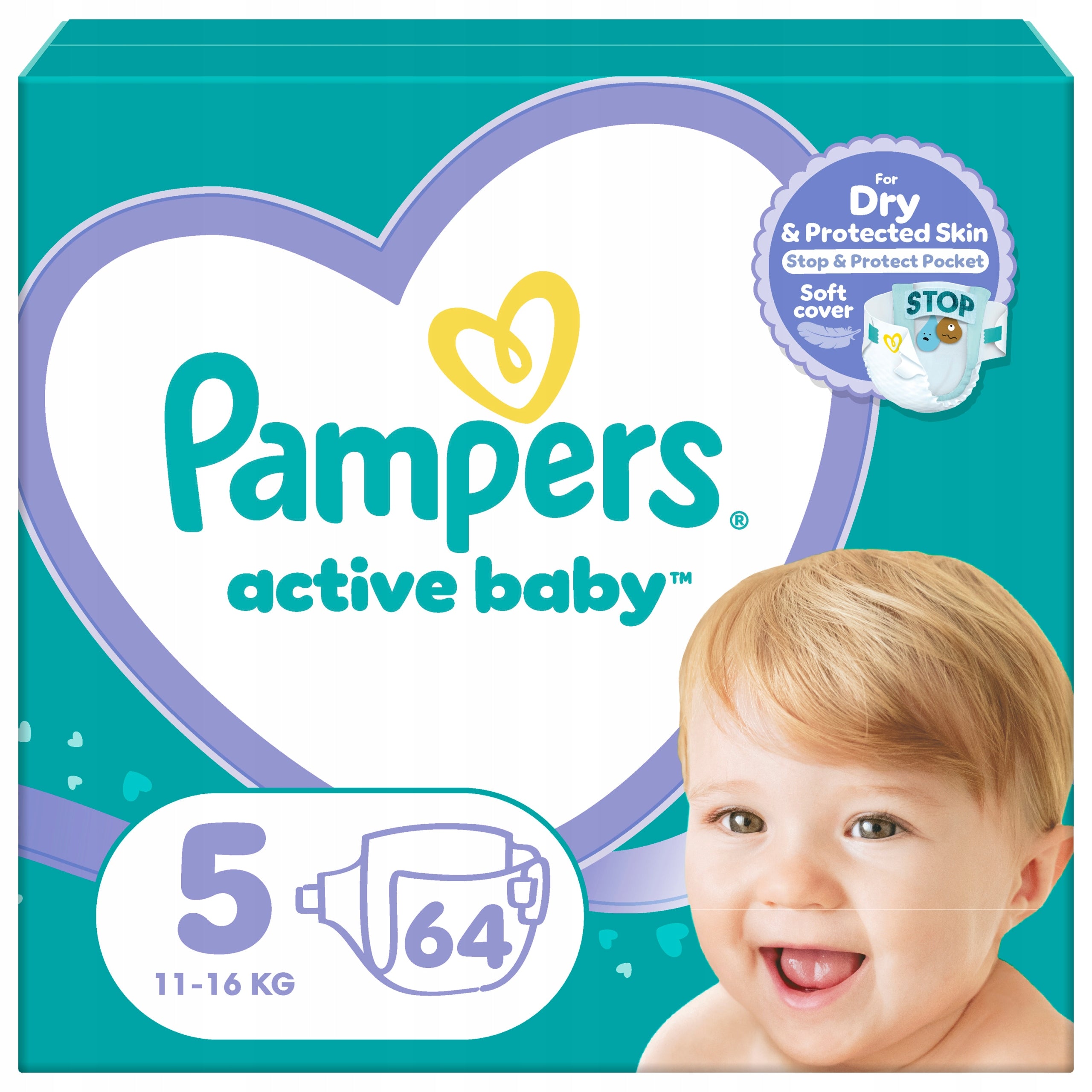 Diapers Pampers Active Baby size 5, 11-16 kg 64 pieces