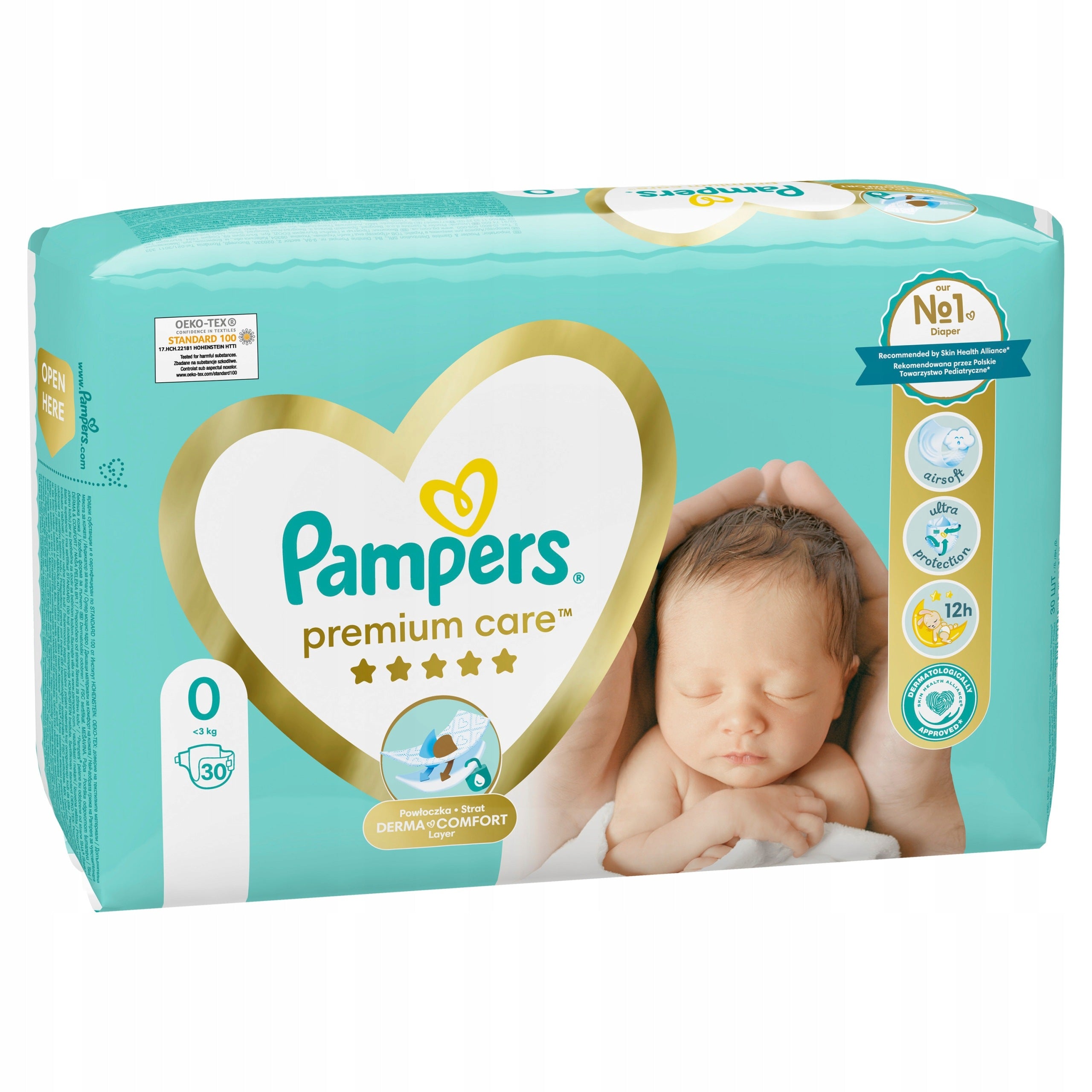 Diapers Pampers Premium Care Diapers, size 0, 3kg+ 30 pieces Manufacturer code 81689692