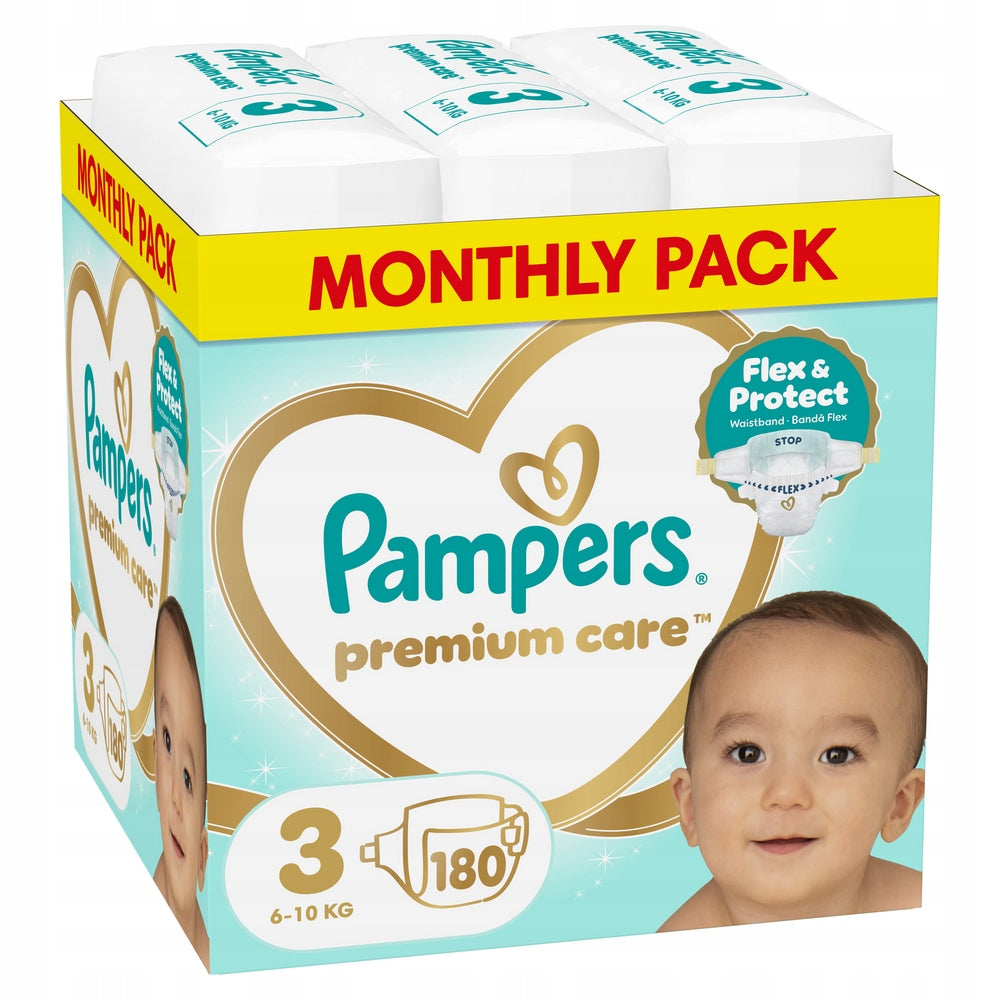 Diapers Pampers Premium Care Size 3 180 pieces 6-10 kg Packaging status original