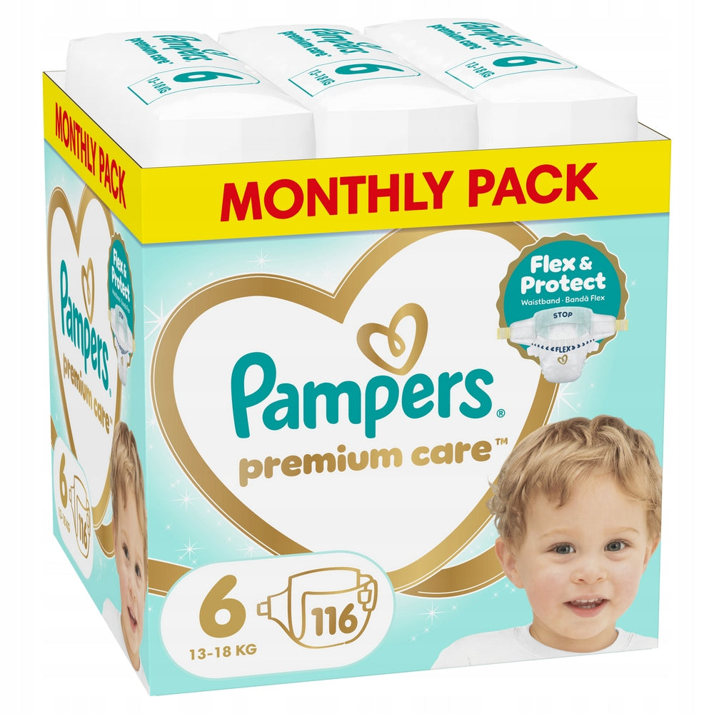 Diapers Pampers Premium Care Size 6 116 pieces 13-18 kg Packaging status original