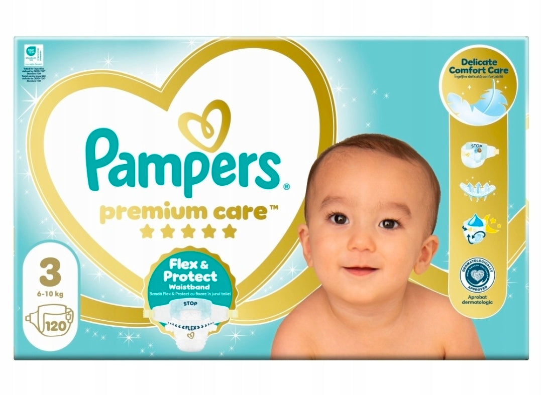 Diapers Pampers Premium Care size. 3, 6-10 kg, 120 pcs_FLEX & Protect Packaging status original