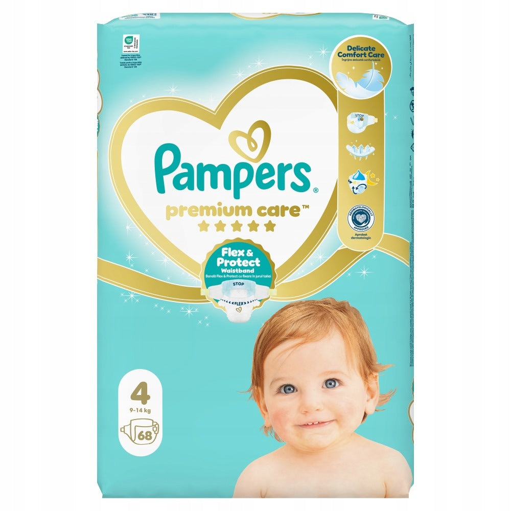 Diapers Pampers Premium Care size 4, 68 pcs, 9kg-14kg Packaging status original