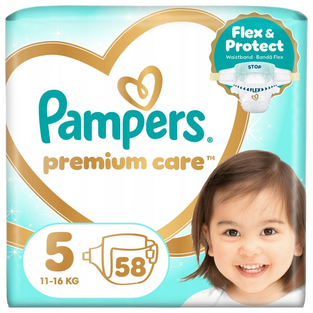 Diapers Pampers Premium Care size 5, 58 pcs, 11kg-16kg