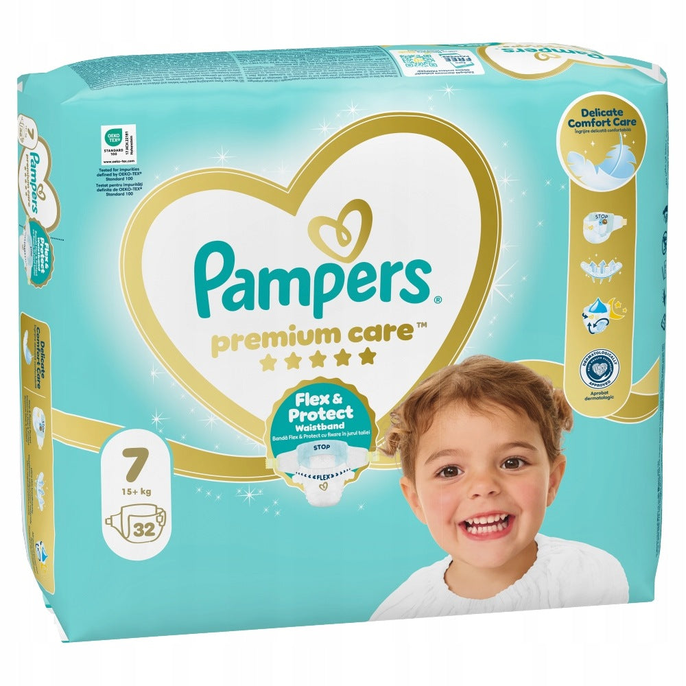 Diapers Pampers Premium Care size 7, 15+ kg, 32 pieces Diapers type disposable
