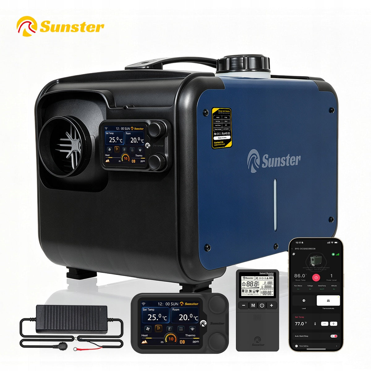Diesel Heater 8kW WiFi CO Sensor 12V/24V 230V Motorhome Truck