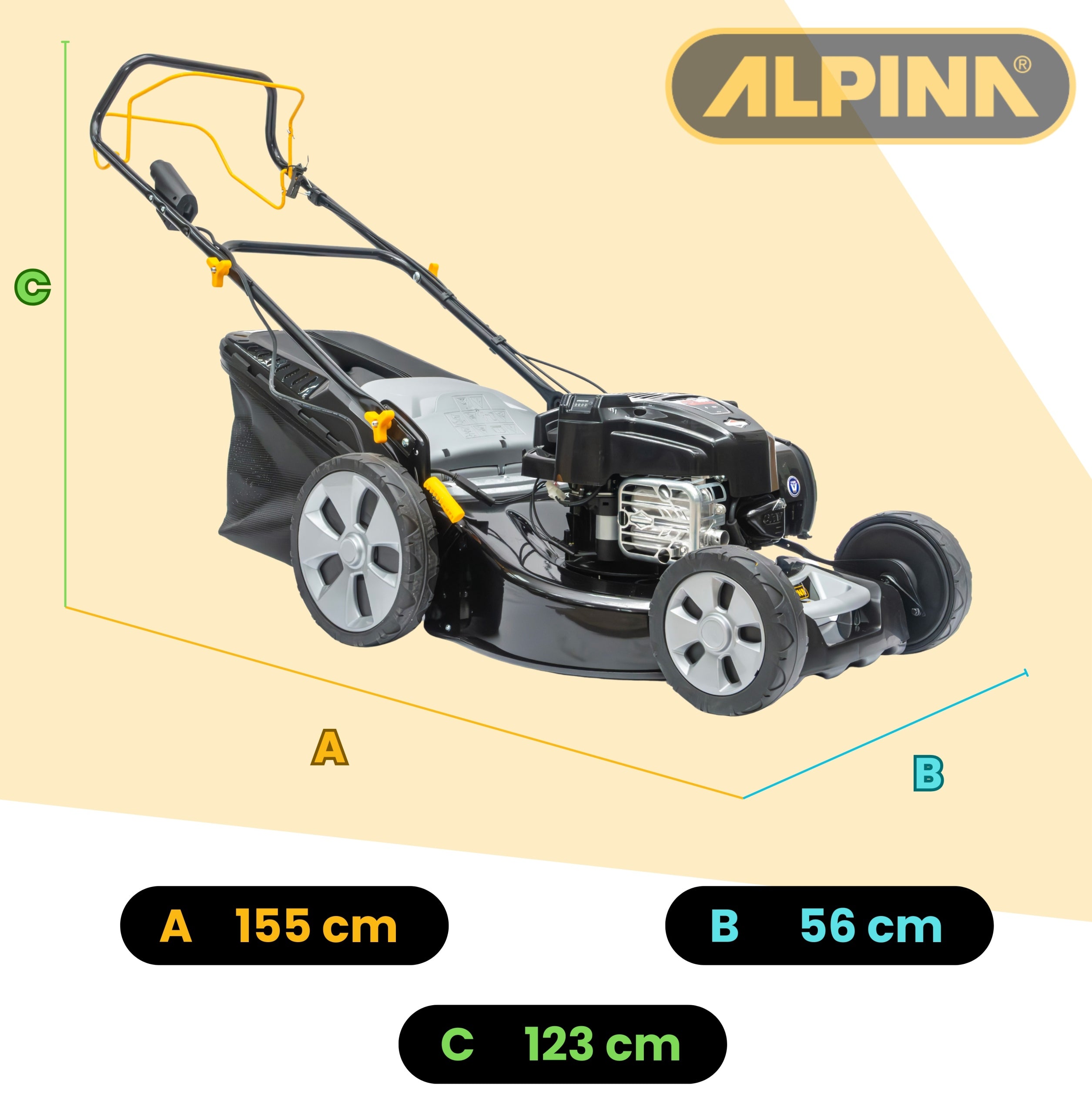 Diesel mower with Alpina Stiga 46 cm Engine Briggs & Stratton Drive all-wheel drive