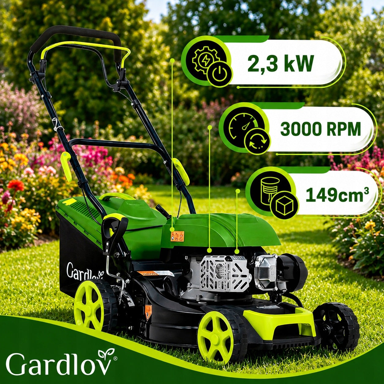 Diesel mower with Drive Strong 40,6cm for Grass Engine + Washing + Oil Brand Gardlov