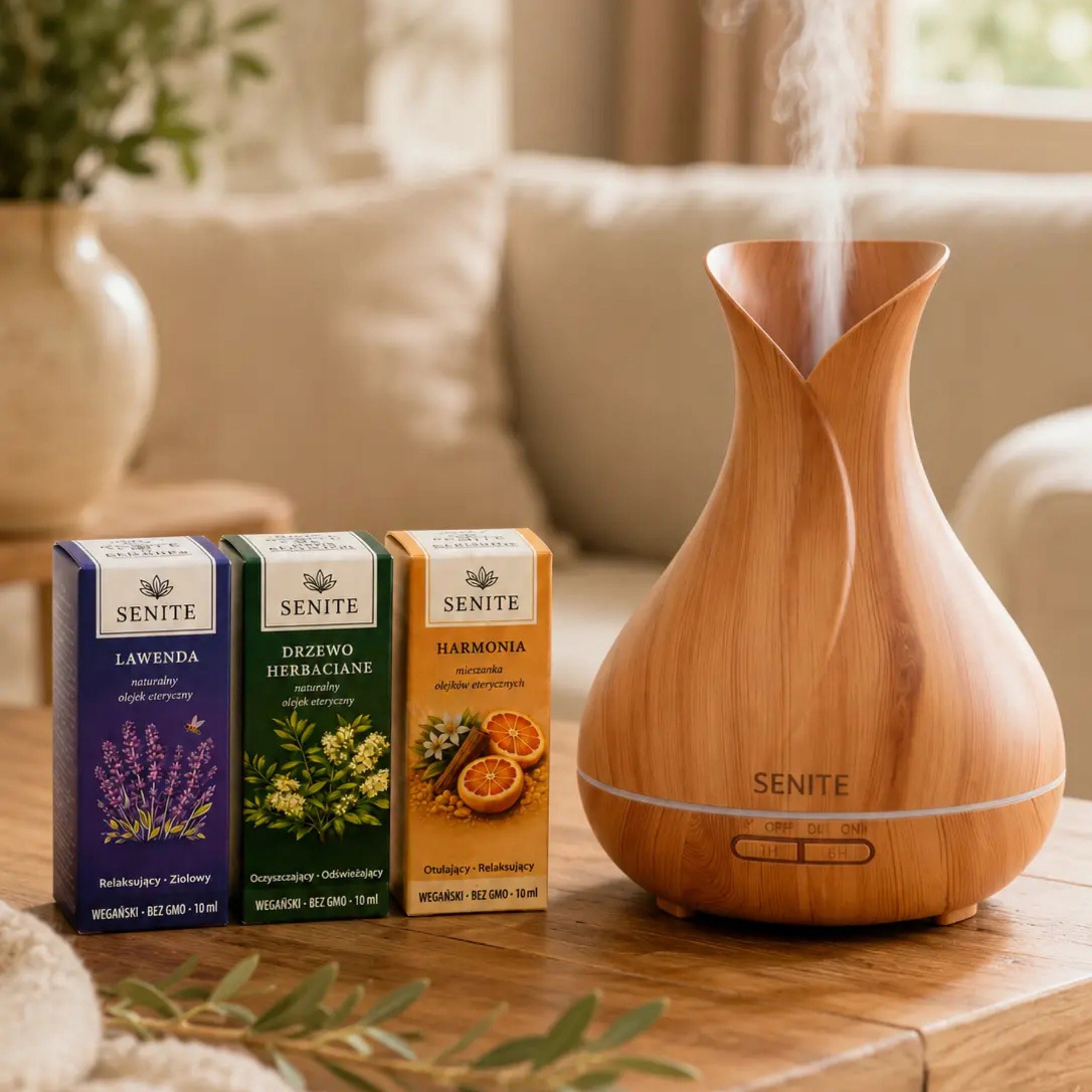 Diffuser Set + 3 Essential Oils, Humidifier, Aromatherapy Packaging status original