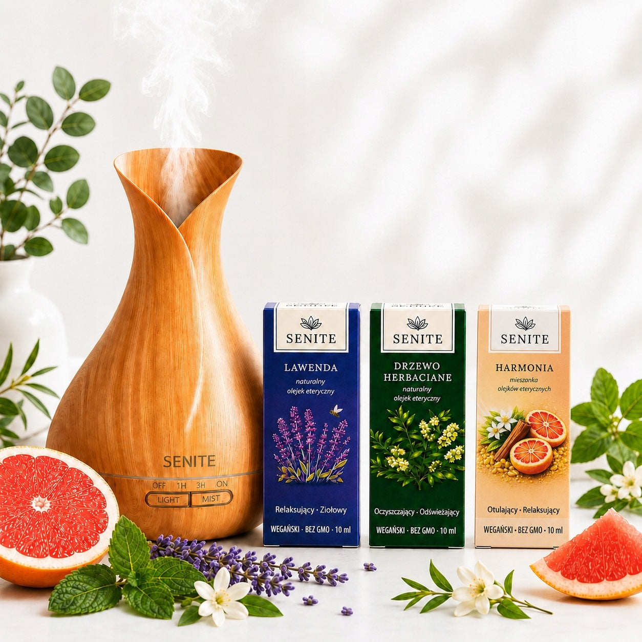 Diffuser Set + 3 Essential Oils, Humidifier, Aromatherapy