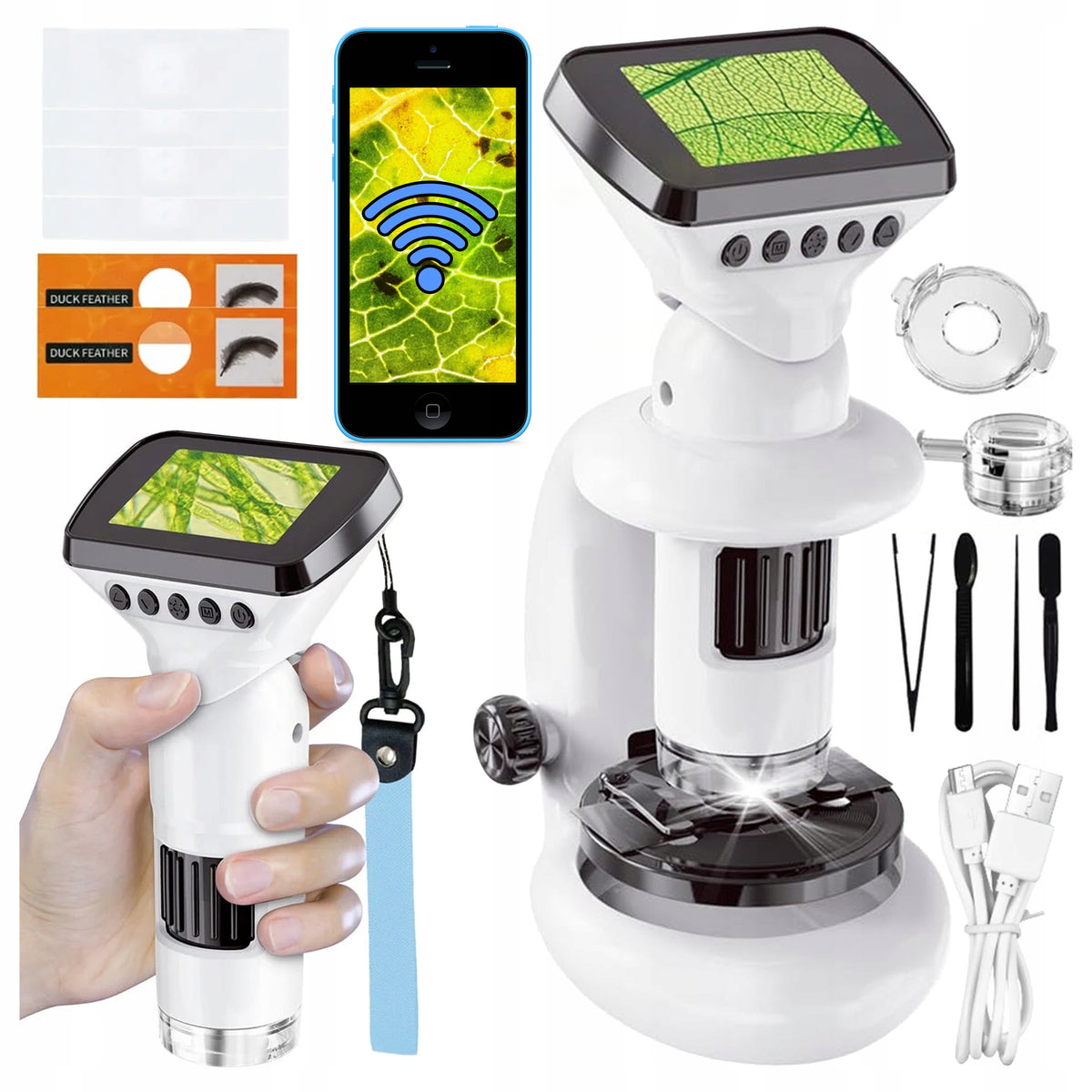 Digital Microscope Optical WiFi ZOOM 1000x LCD 2,4'' LED Tripod + Accessories