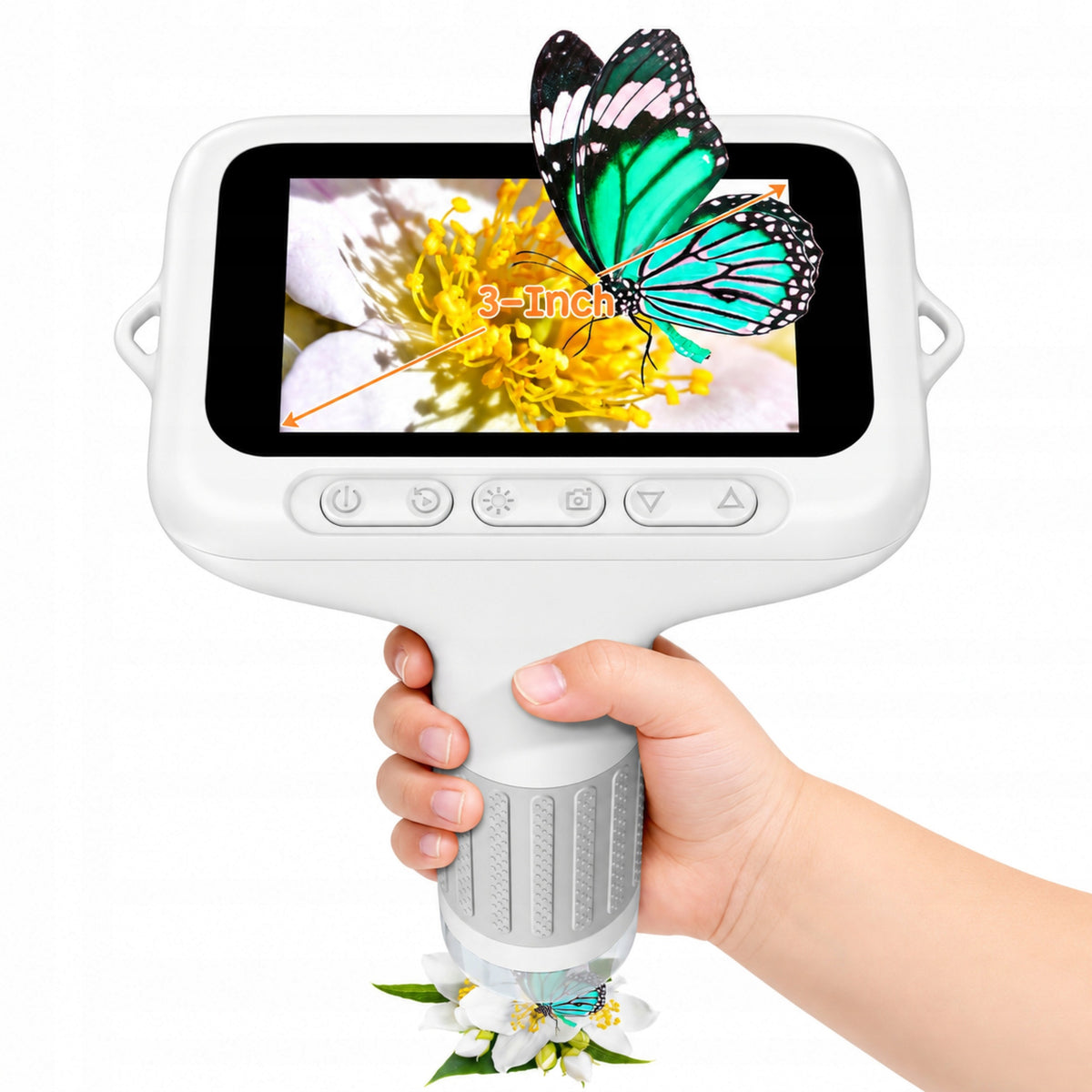 Digital microscope for children large screen 3" HD LCD x1000 white+lead