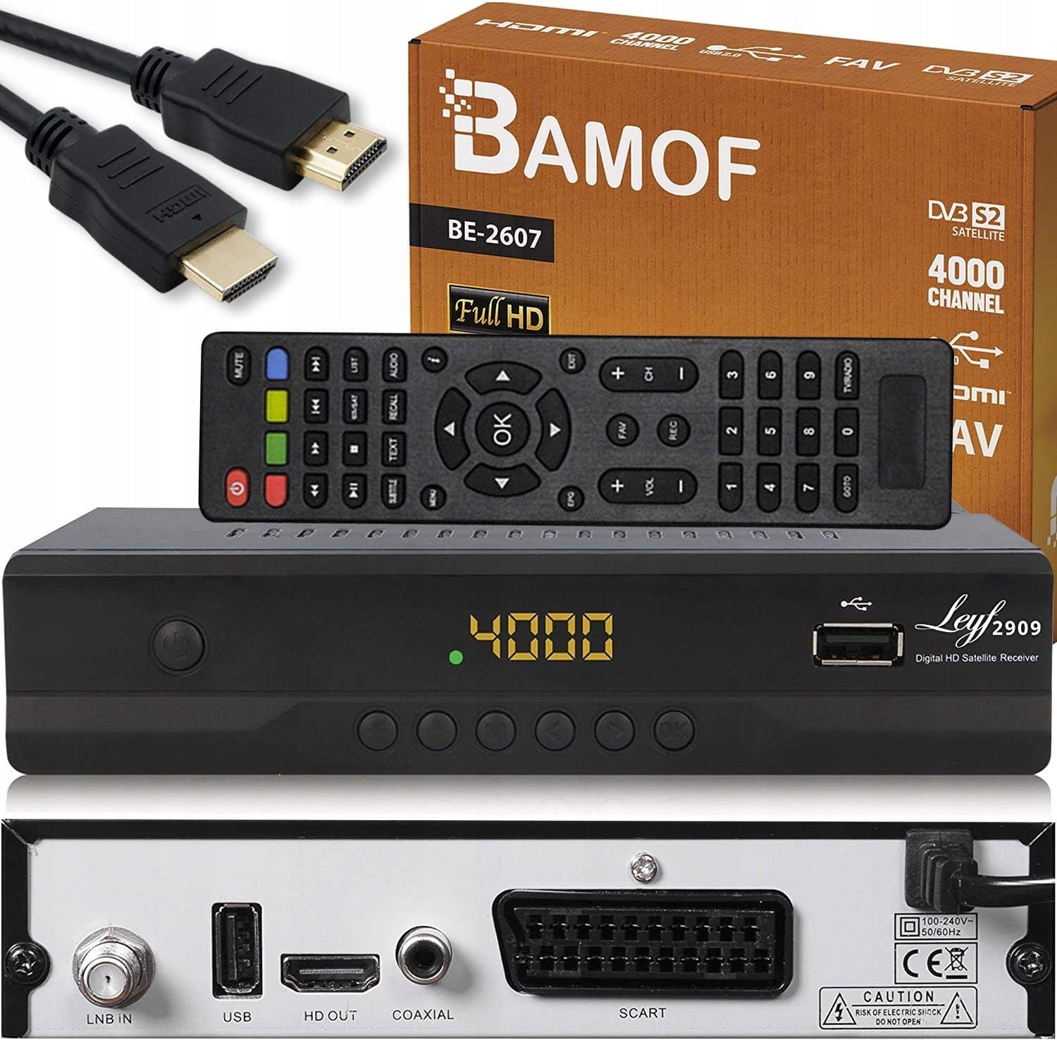 Digital satellite receiver Bamof BE-2607 DVB-S2 USB HDMI 1080p tuner Brand Bamof
