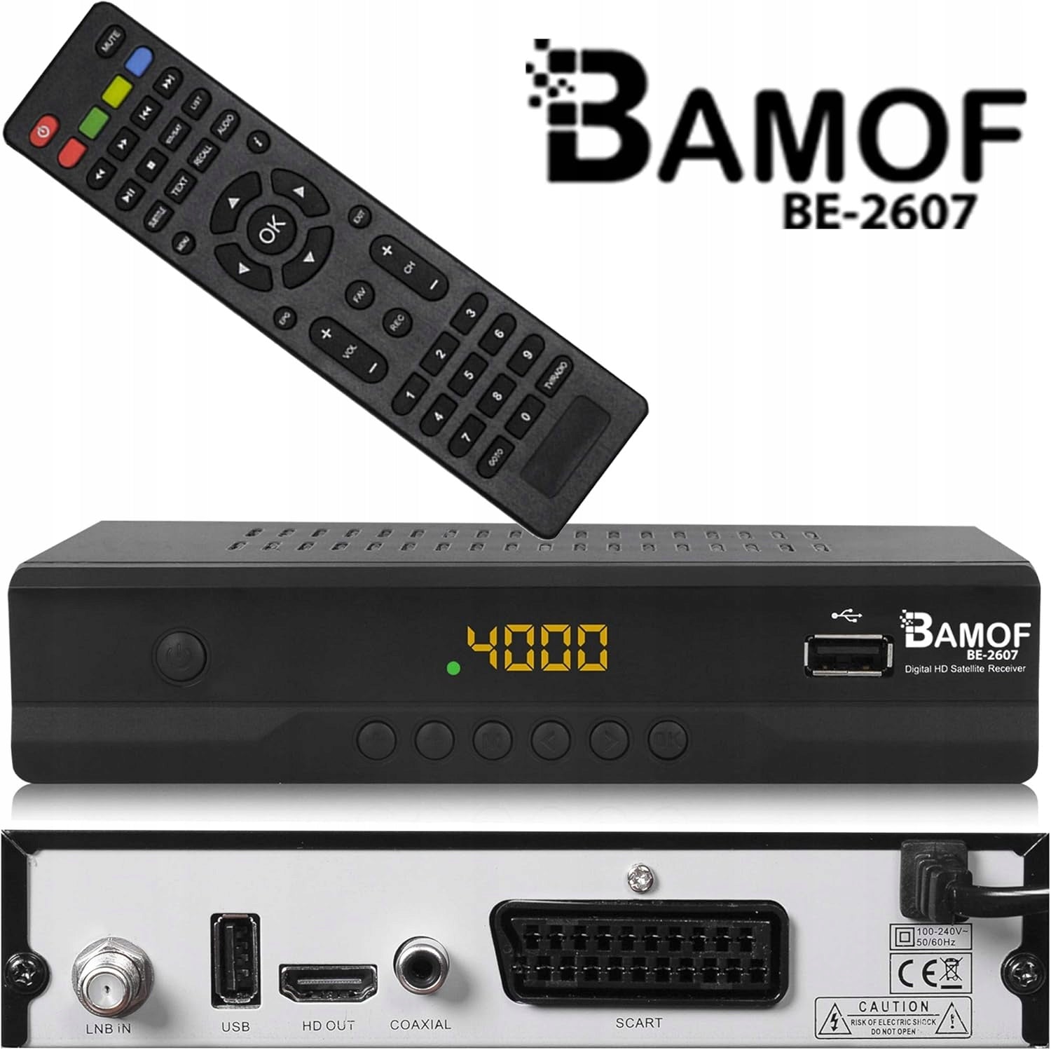 Digital satellite receiver Bamof BE-2607 DVB-S2 USB HDMI 1080p tuner Model BE-2607