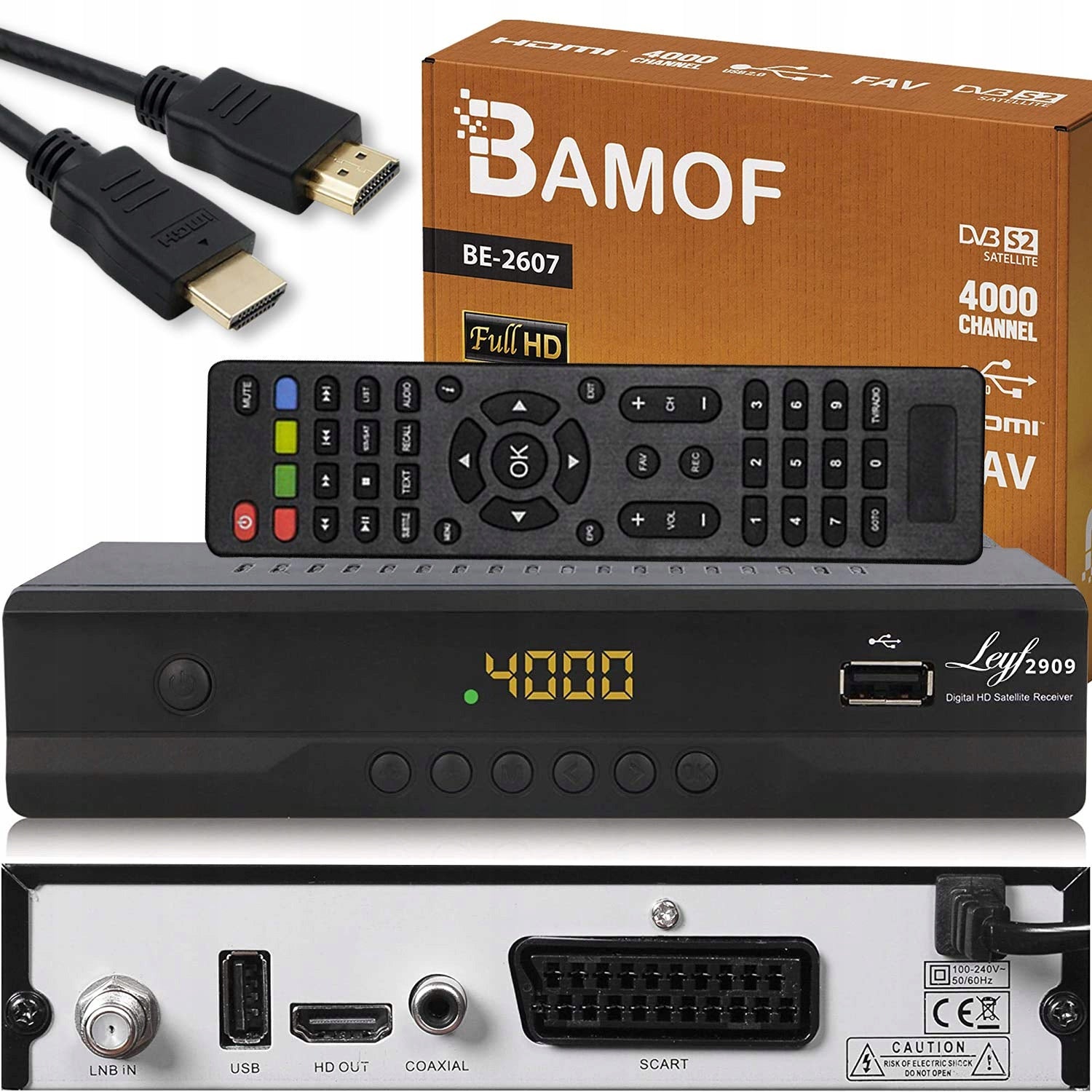 Digital satellite receiver Bamof BE-2607 DVB-S2 USB HDMI 1080p tuner