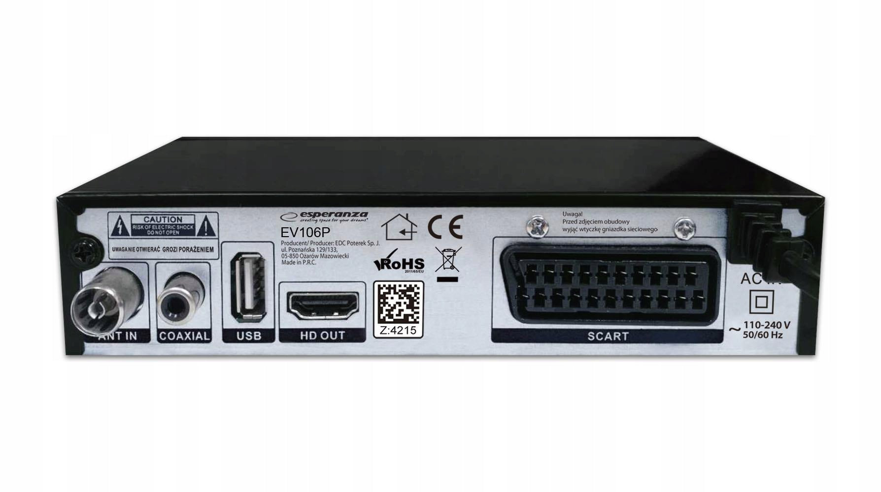 Digital tuner Esperanza EV106P DVB-T/T2 H.265/HEVC Brand Esperanza