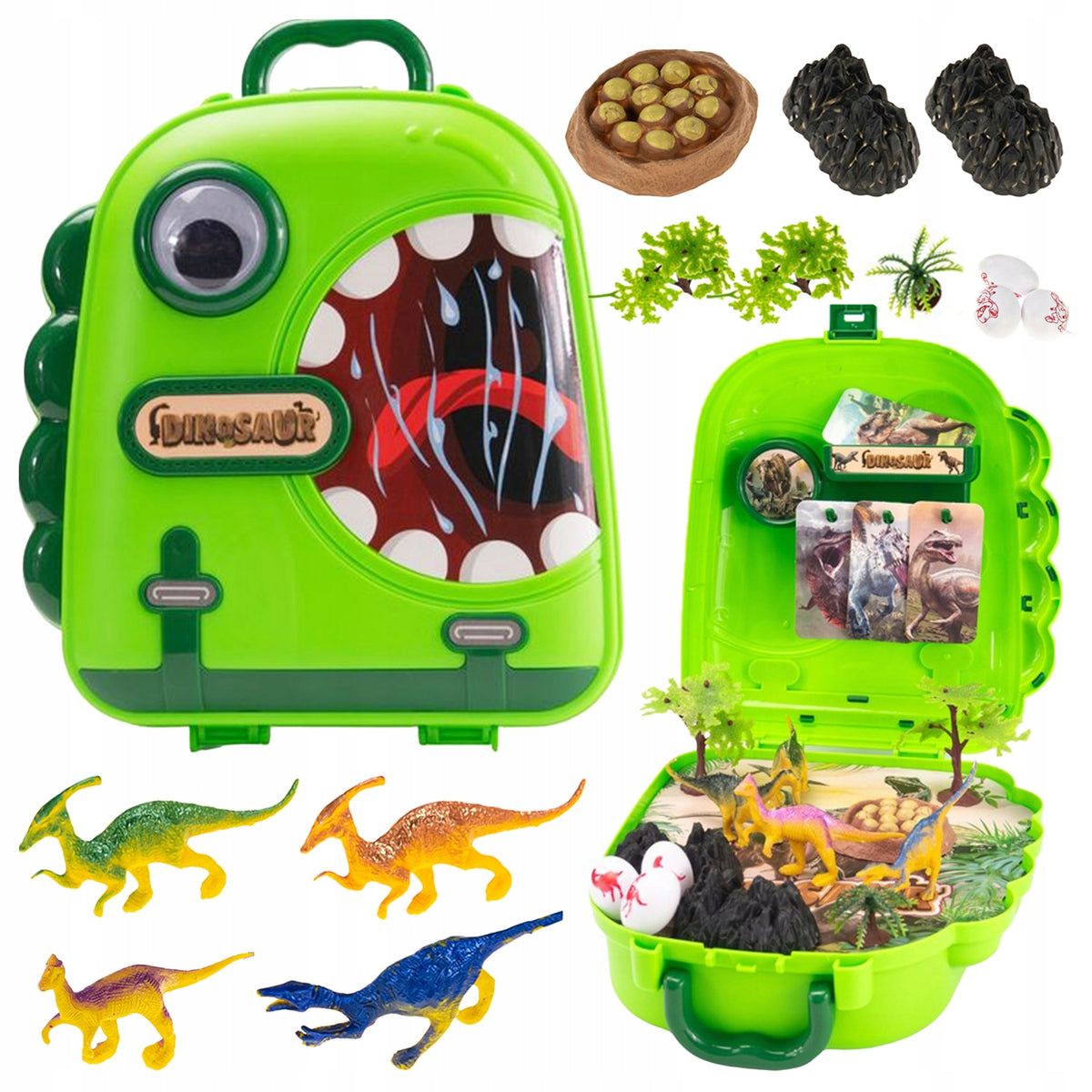 Dinosaur Backpack Set Animal Figurines Eggs Trees Little Explorer Brand Stator