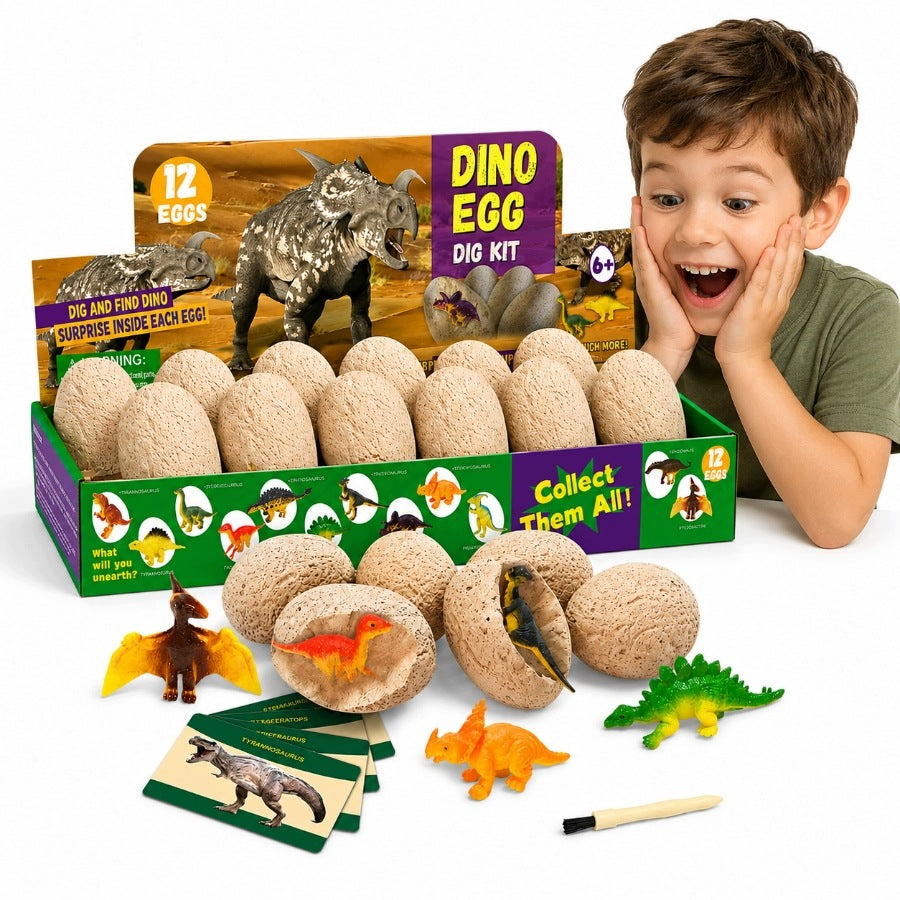 Dinosaur Mine Archaeological Excavation Set with 12 Large Eggs