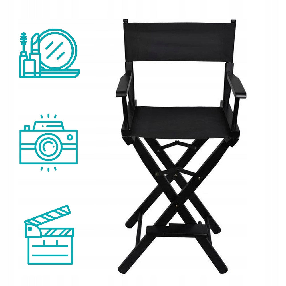 Director's Folding Makeup Chair with Wooden Frame Black Model křeslo