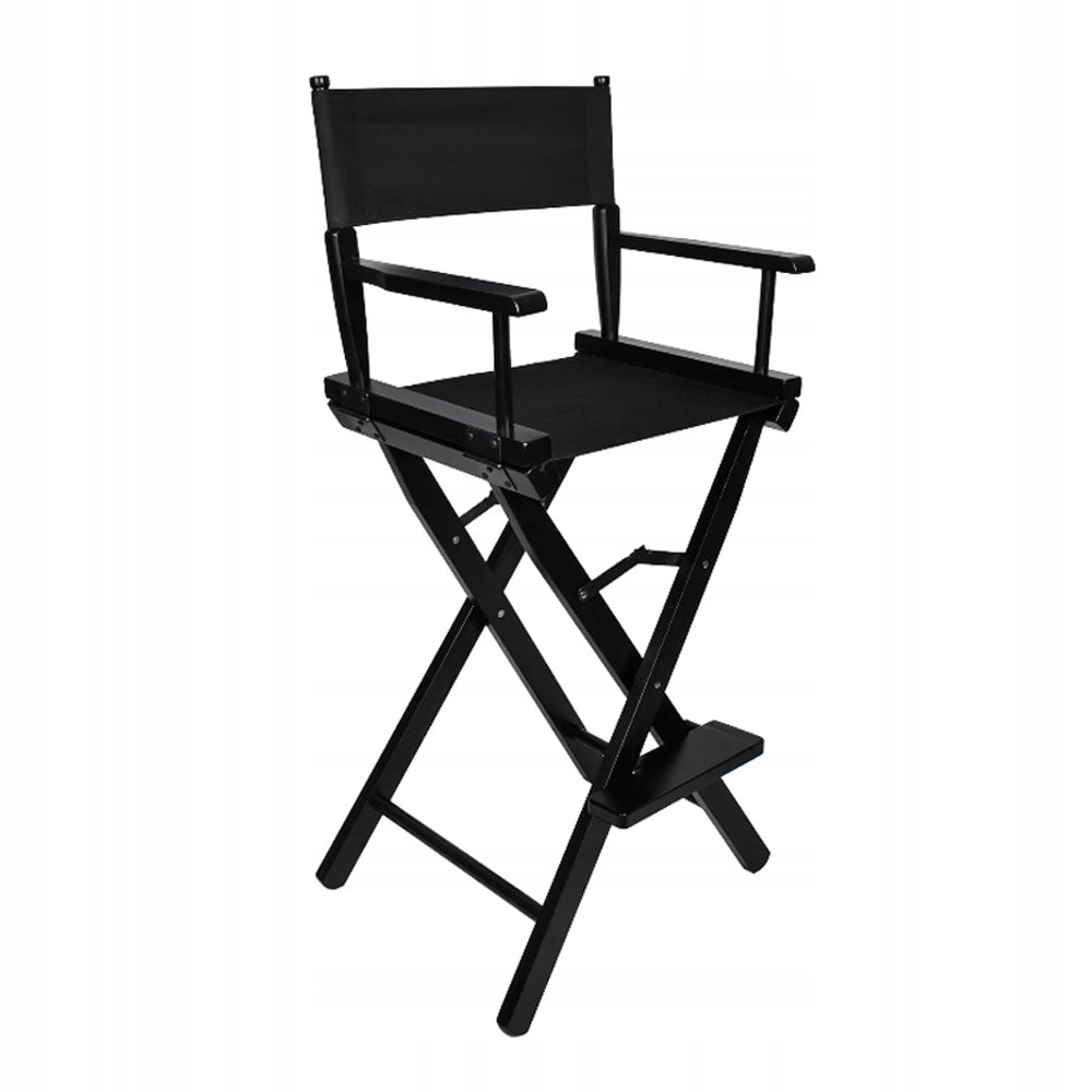 Director's Folding Makeup Chair with Wooden Frame Black