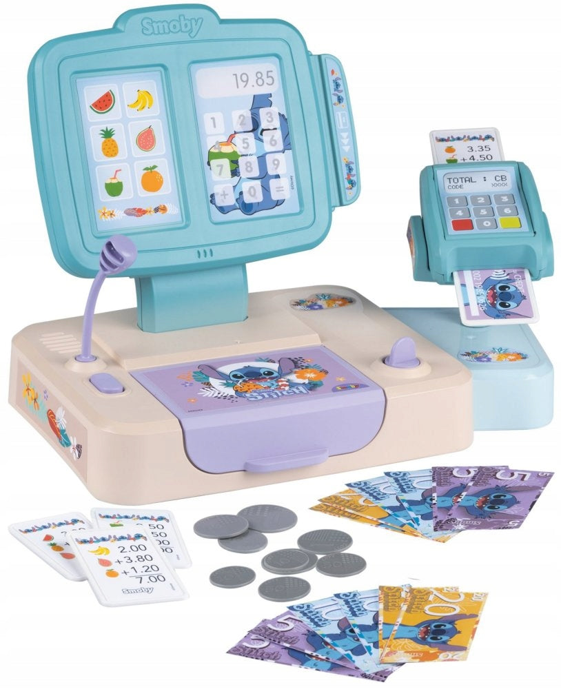 Disney STITCH cash register with card reader banknotes 26 accessories Smoby Manufacturer code SMOBY 350119