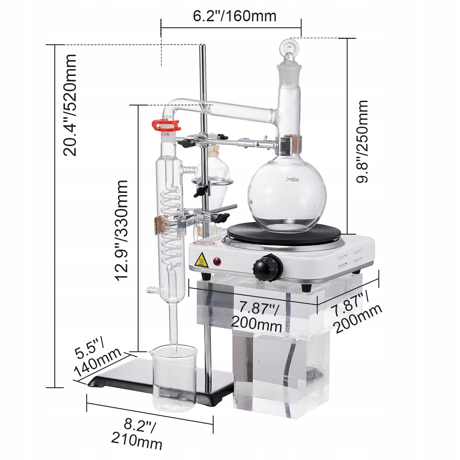 Distillation Set 500ML With Electric Stove 1000W Weight 3,17KG Manufacturer code JYTQBLZZJPDJRG