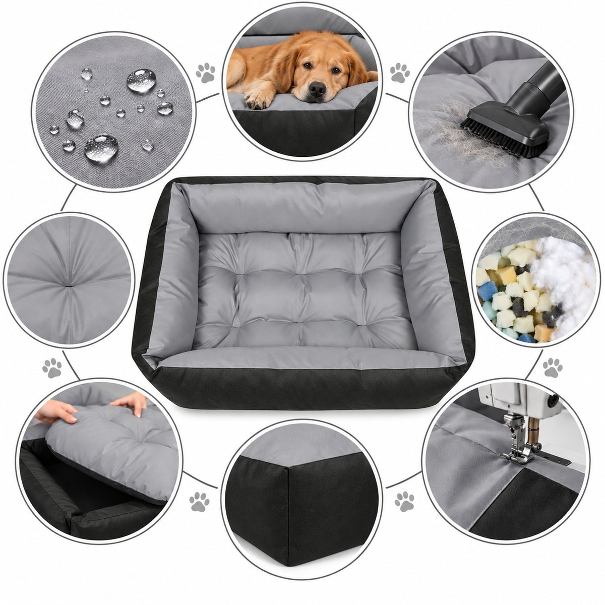 Dog Bed WATERPROOF Couch Playpen Sleeping Bed Sofa 120x90 GREY Manufacturer code Legowisko dla psa wodoodporne posłanie kanapa