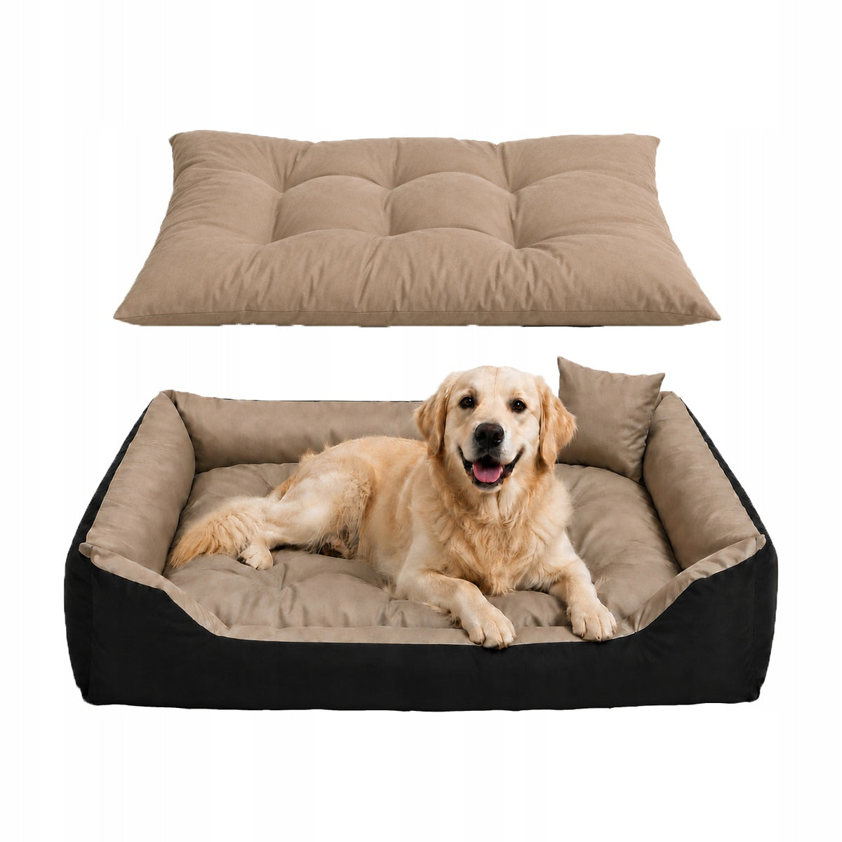 Dog Bed Waterproof XXL 120x90 Removable Mattress Beige