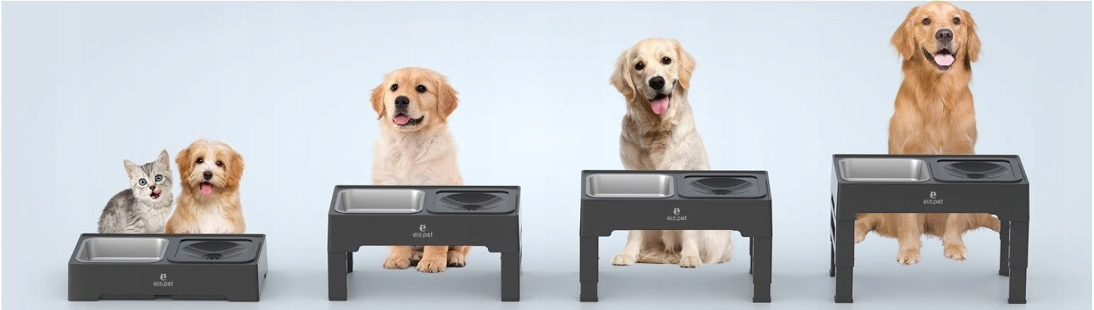 Dog Bowl Double Non-Spill Metal Adjustable on Stand 2in1 Packaging status original