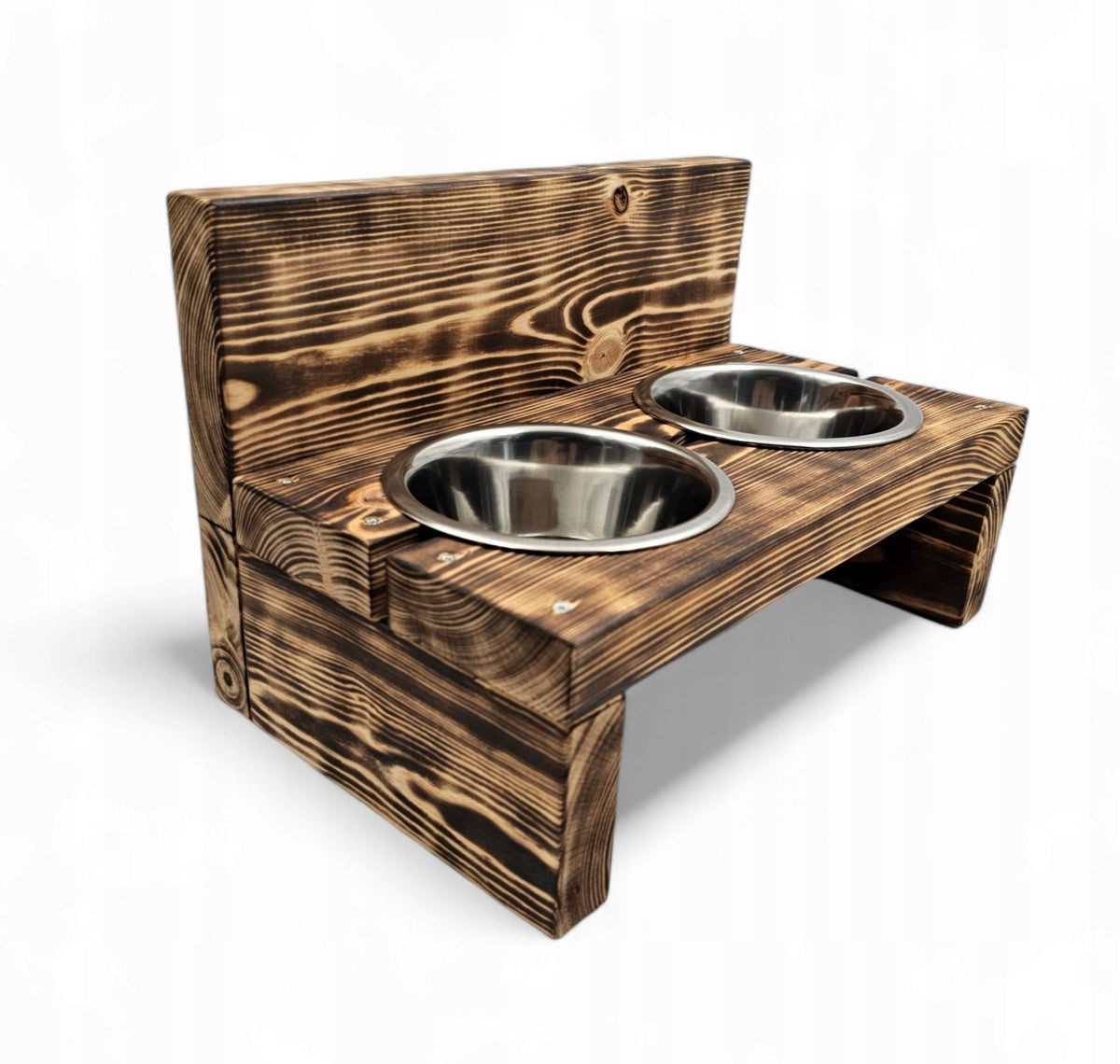 Dog Bowl Stand with Back Wall SOLID Wood 2800ml Dog Buffet