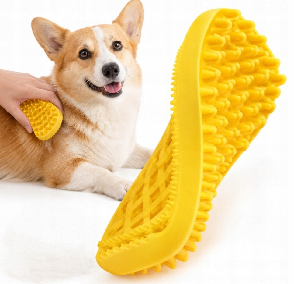Dog Brush Medium Silicone Yellow