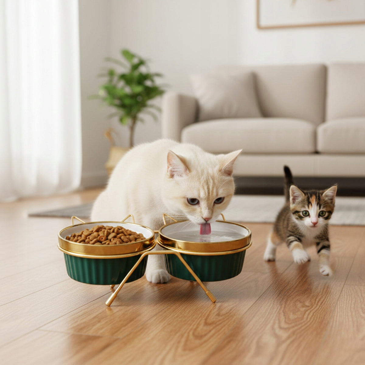 Dog Cat Bowl Double Ceramic Set of 2 Bowls Stand 600ml Manufacturer code Miska dla kota ceramiczna podwójna
