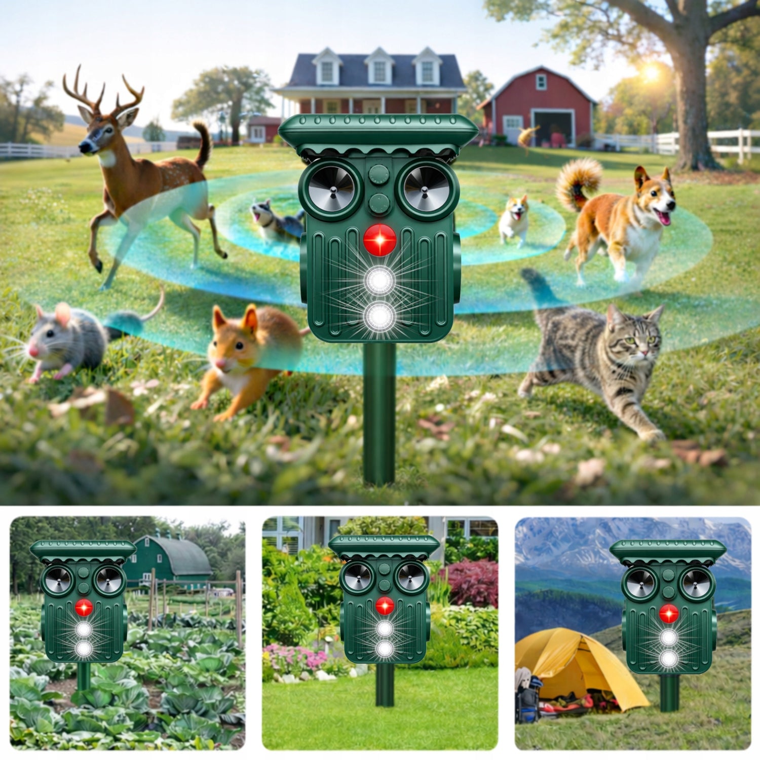 Dog Cat Repellent BIRDS WILD BIRD CAT DOGS 10in1 SOLAR RECHARGEABLE Packaging status original