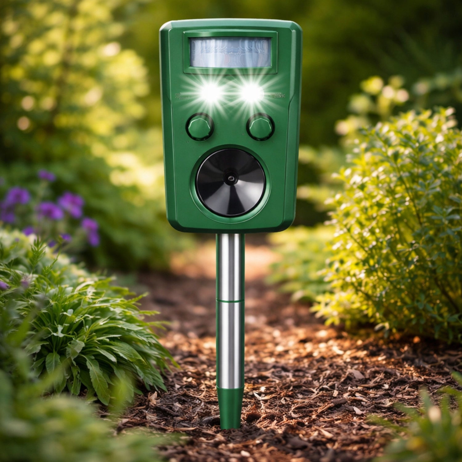 Dog Cat Repellent BIRDS WILD BIRD CAT DOGS 9in1 SOLAR +BATTERY Manufacturer code PRO+ najnowszy model, mocny odstraszacz 9w1