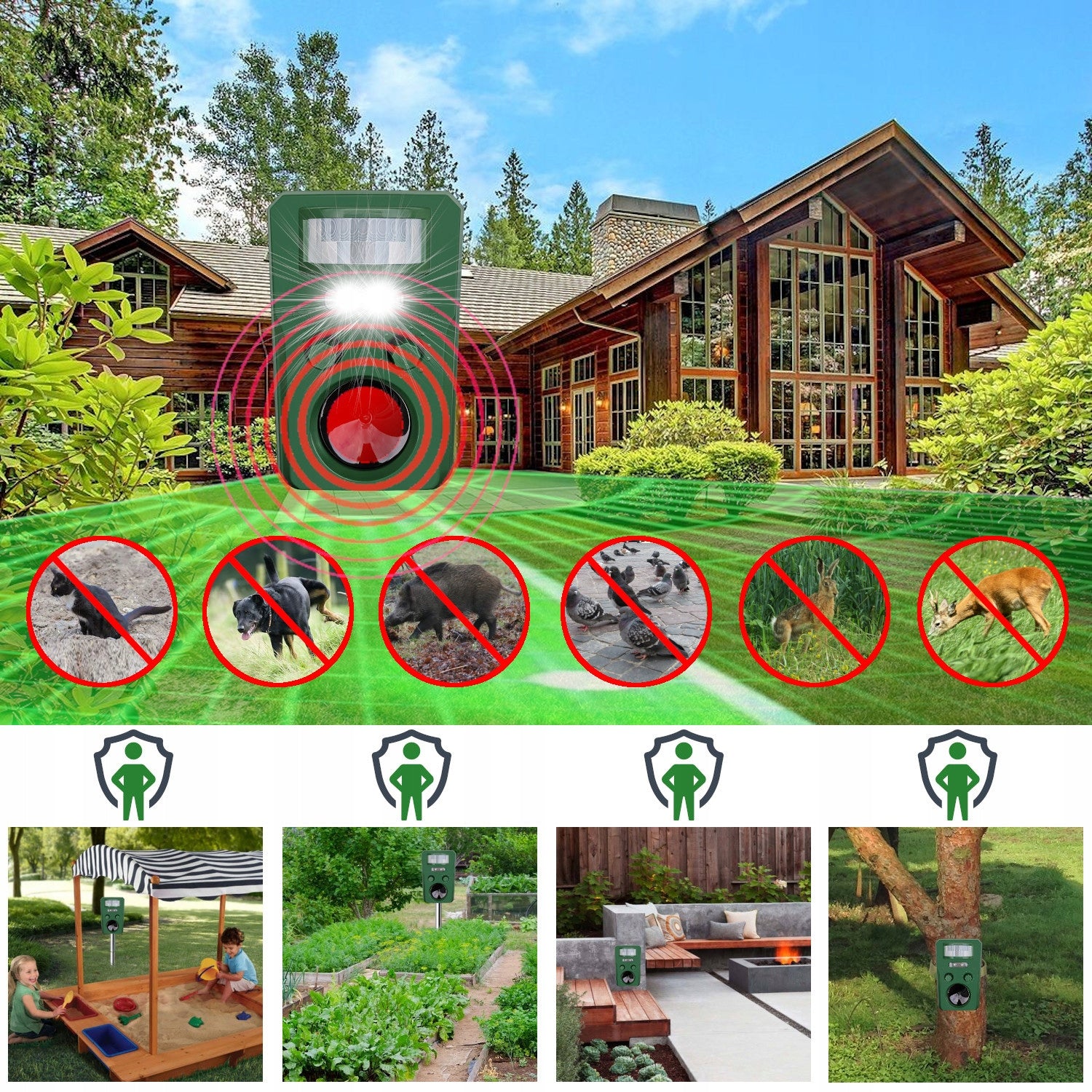 Dog Cat Repellent BIRDS WILD BIRD CAT DOGS 9in1 SOLAR +BATTERY Packaging status original