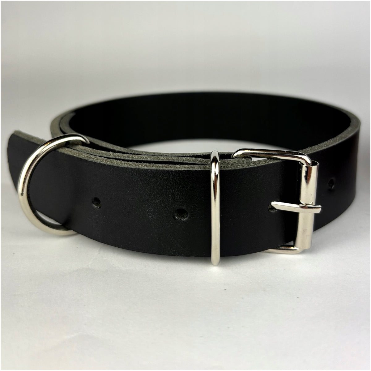 Dog Collar 100% Natural Cowhide Leather - Steel Buckle Strong Thick L Packaging status original