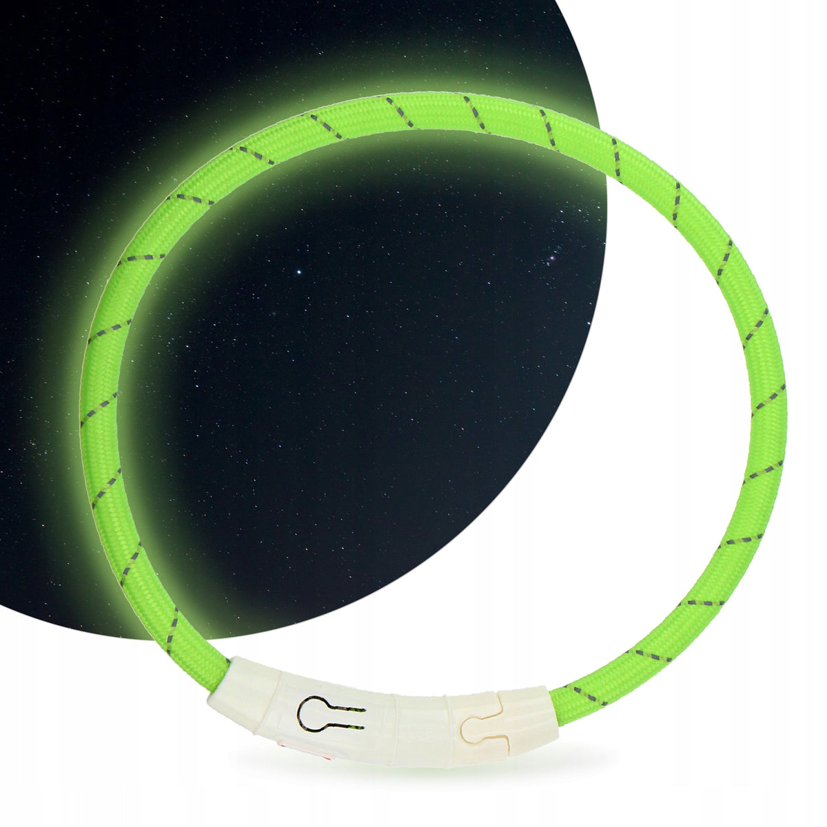 Dog Collar 45cm REFLECTIVE GLOWING DARK LED Light ADJUSTABLE ES Brand no brand