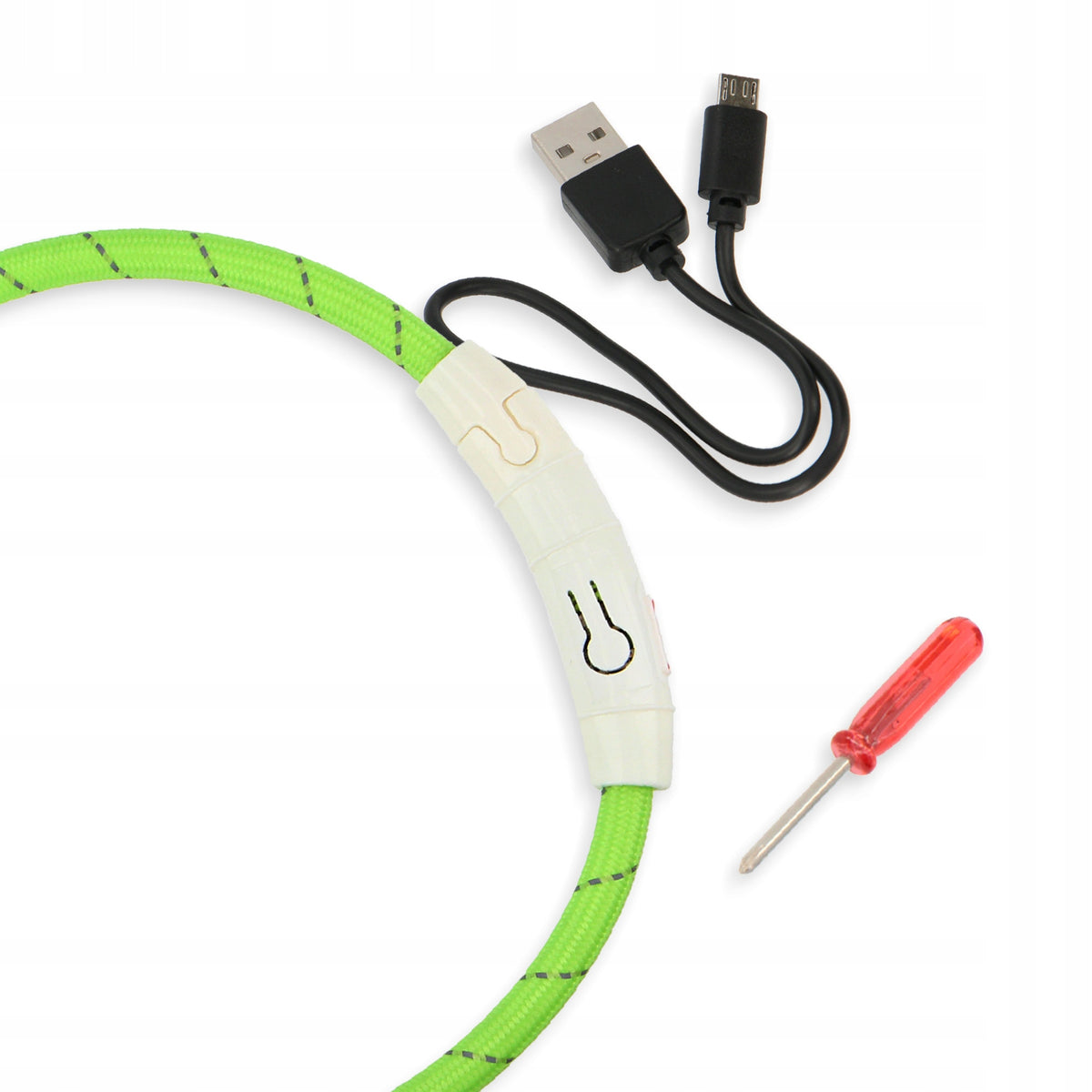 Dog Collar 45cm REFLECTIVE GLOWING DARK LED Light ADJUSTABLE ES Packaging status original