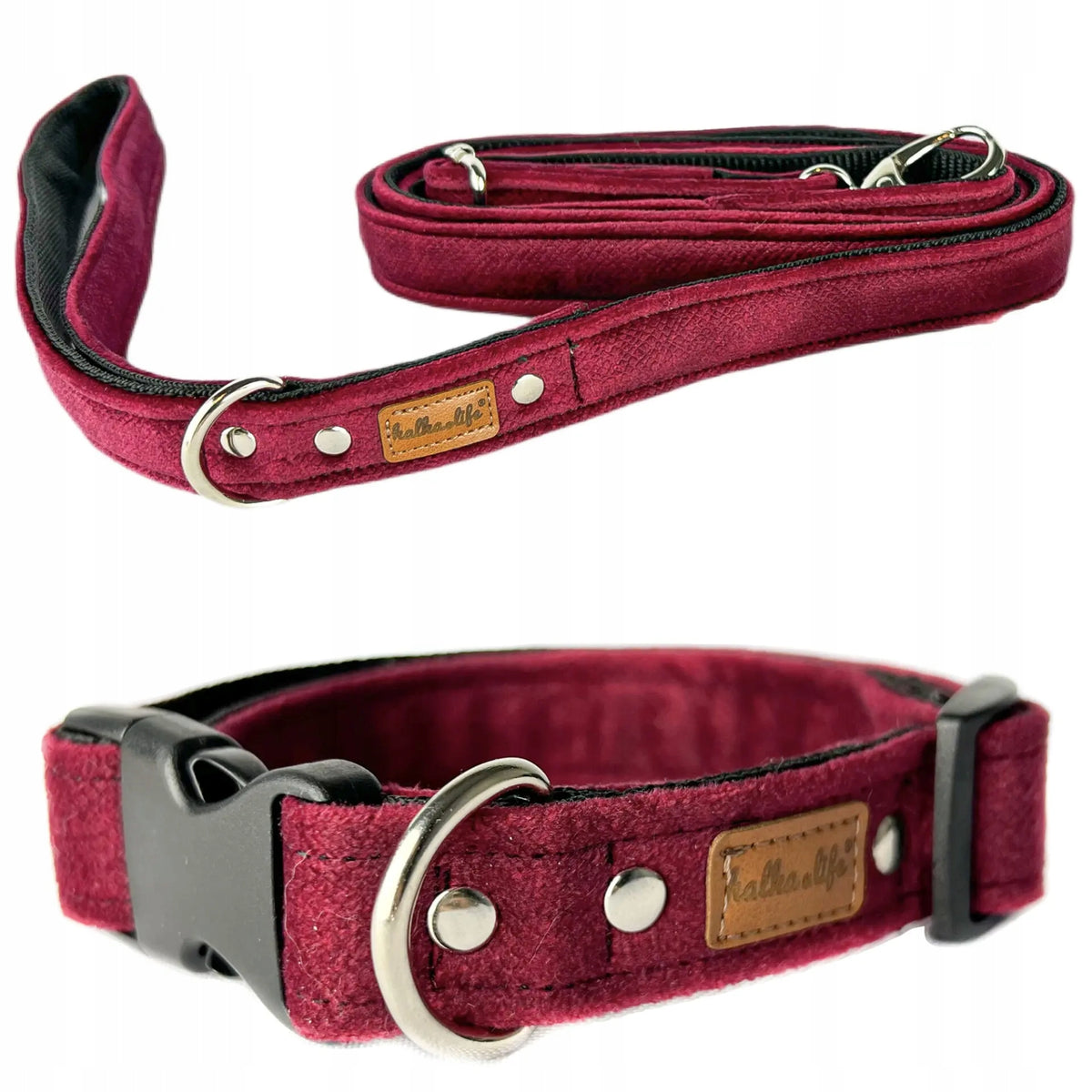 Dog Collar with Lanyard, Lanyard and Collar Set - Cherry, L