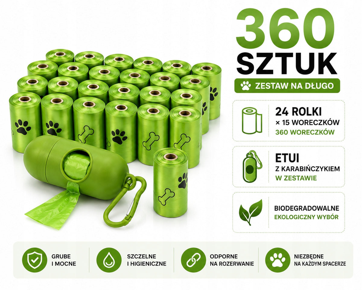 Dog Feces Pouch Bags 360 Pcs Biodegradable Strong Leakproof Pouch Manufacturer code Bio woreczki na odchody 360szt