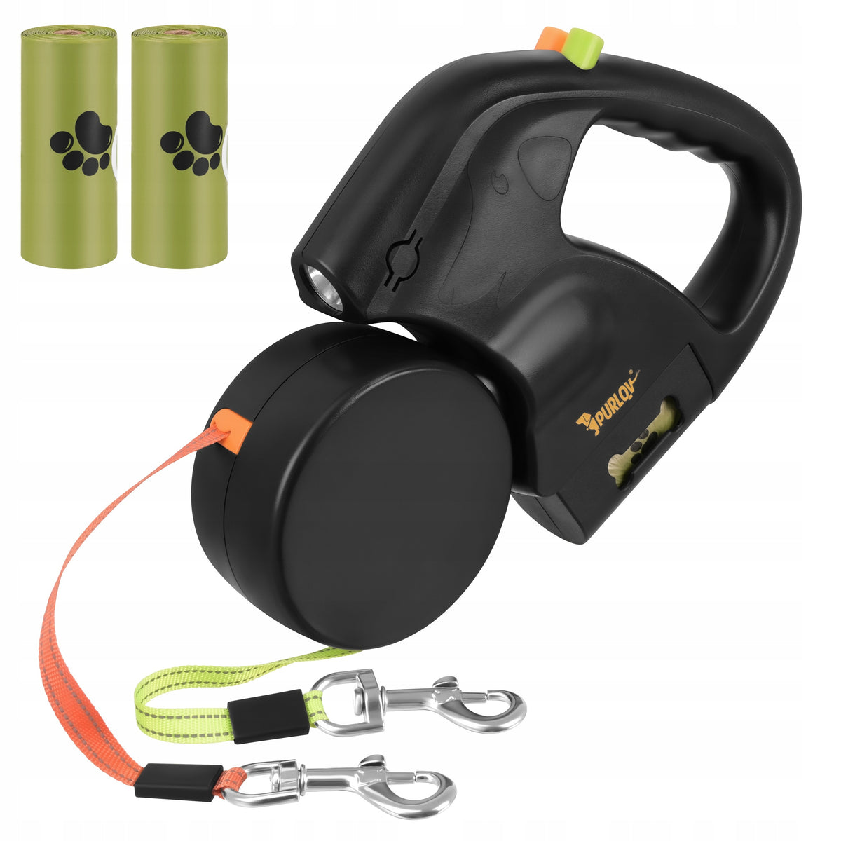 Dog Lanyard Double Automatic 3m Flashlight Tape for Two Dogs 360